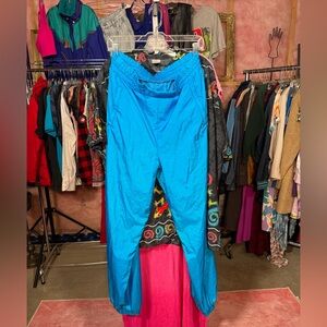 Vtg Black Bear Ski Bright Blue Slush Pants 90s Elastic Waist 17-19" Retro